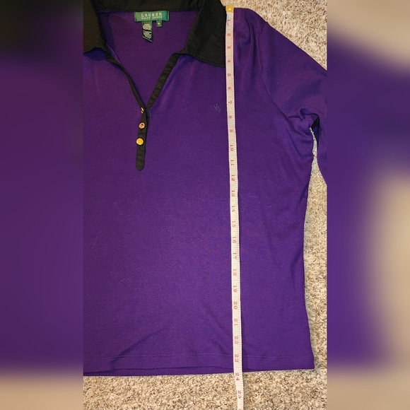 Purple & Black 3/4 Polo Shirt RALPH LAUREN shirt XL - Picture 5 of 7